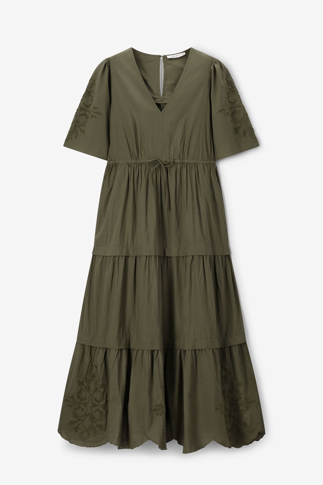 Maxi-Kleid mit Stickerei - dunkelgrün