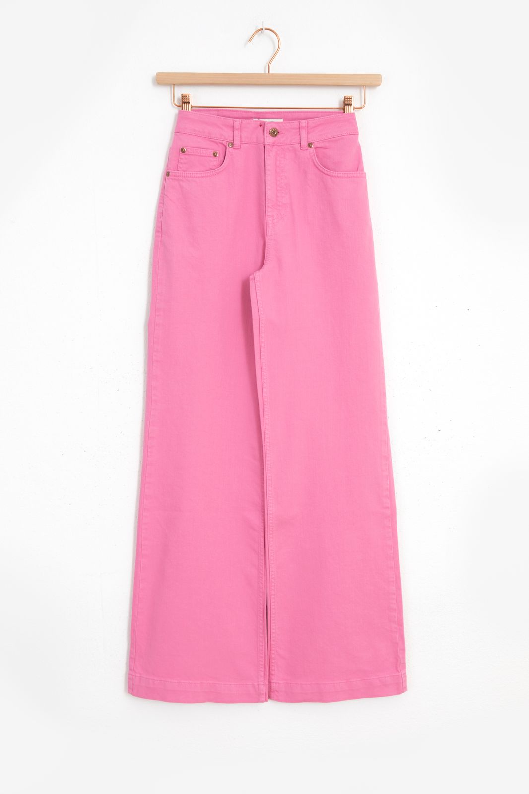 Mid Waist-Jeans mit weitem Bein Betim - rosa