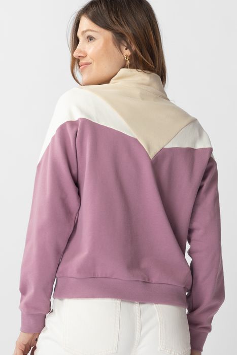 Sweater in Colorblocking-Optik mit Reißverschluss lila