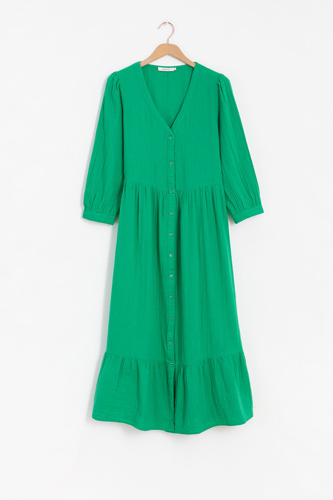 Maxi-Kleid mit Volants - grün