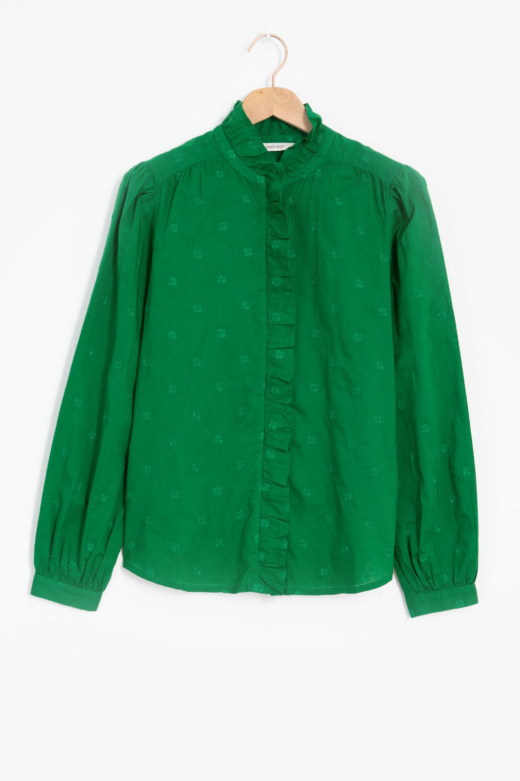 Bluse mit Kleeblattmuster - grün