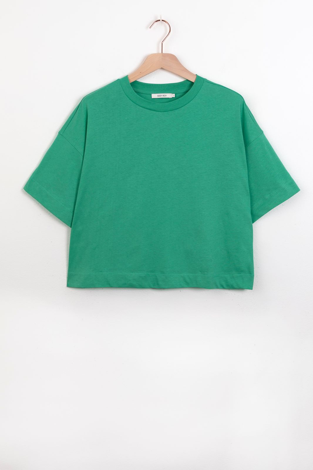 Cropped Jersey-Shirt - grün