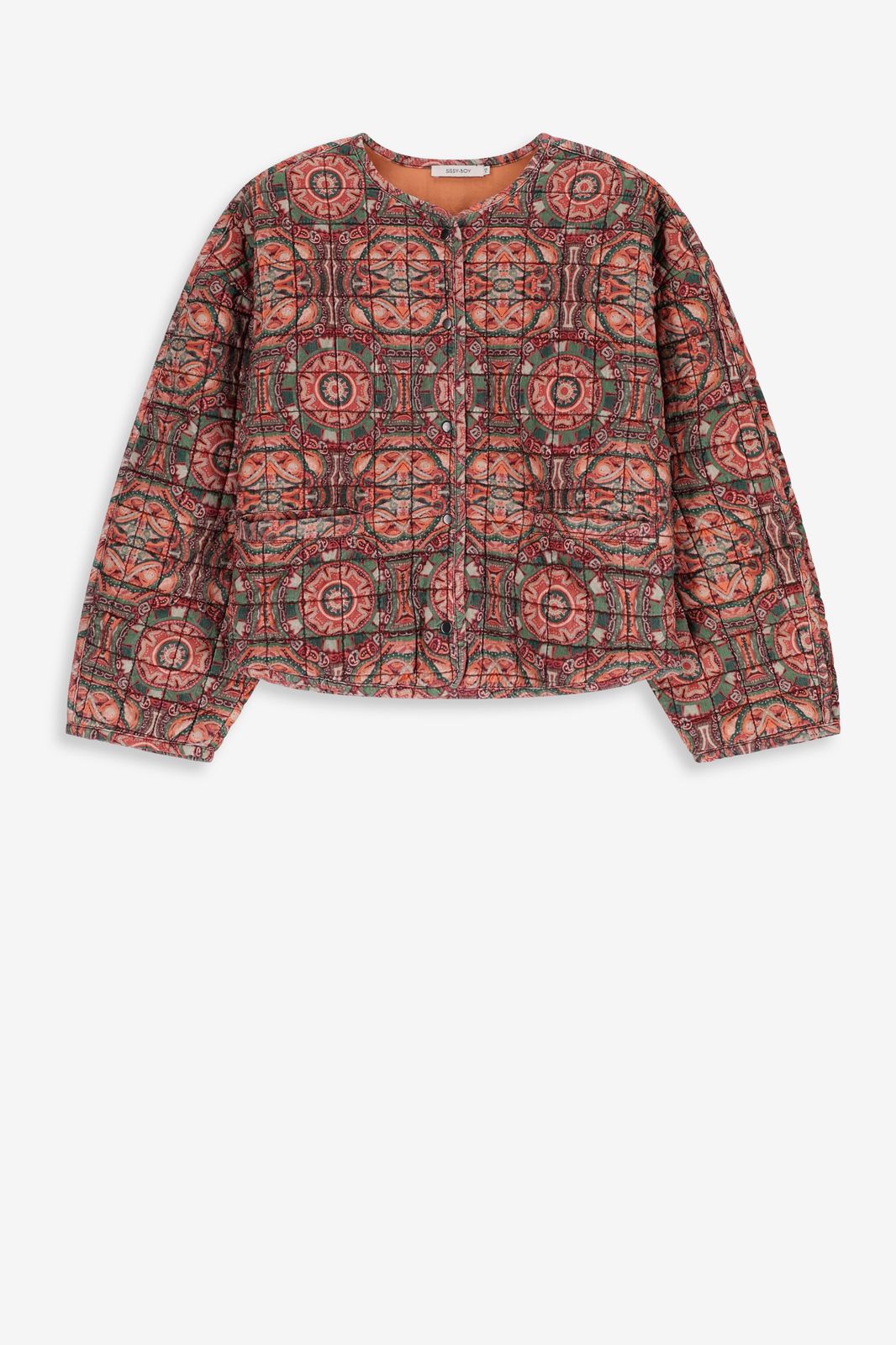 Oversize-Bomberjacke mit Mosaikmuster - grün