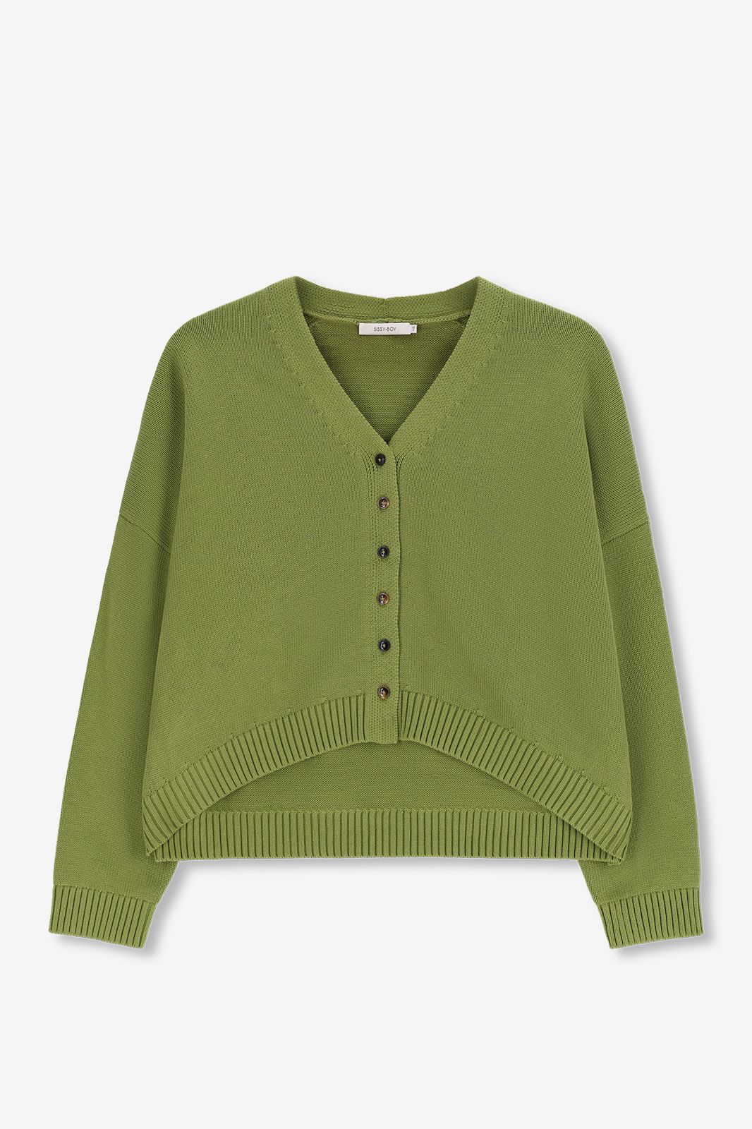 Strickjacke mit V-Ausschnitt - grün