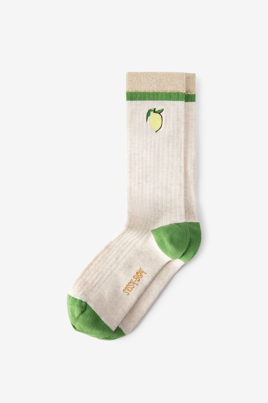 Socken mit Zitronenstickerei - grün