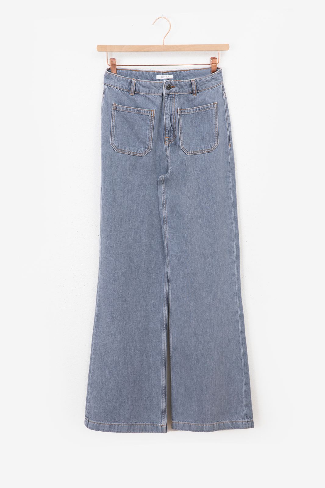 High Waist-Jeans mit weitem Bein Brovary - hellgrau