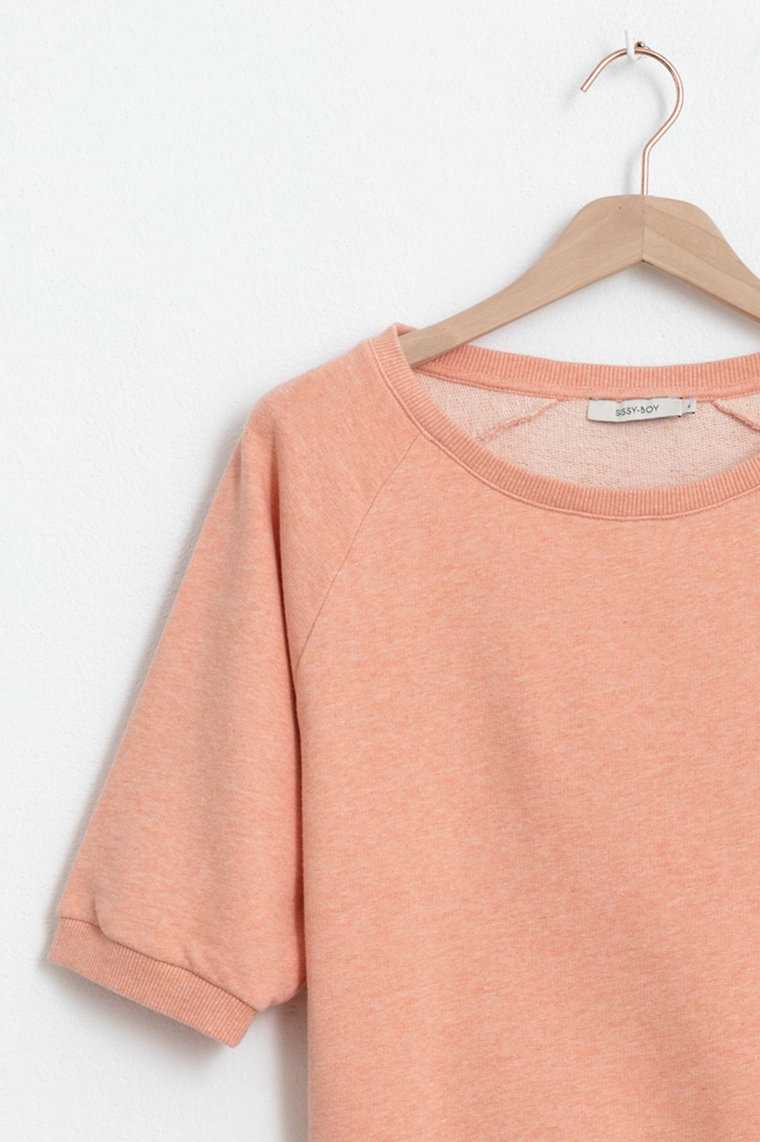 Orangefarbener Basic-Sweater mit Dreiviertelarm