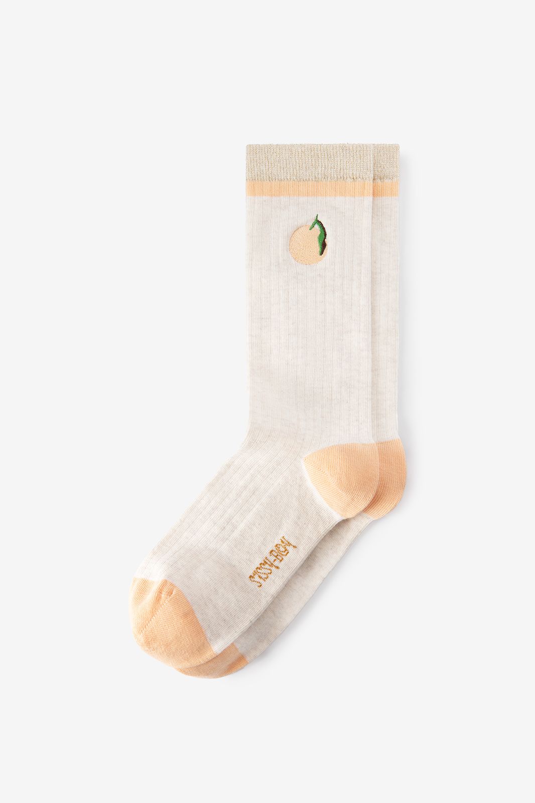 Socken mit Orangenstickerei - aprikot