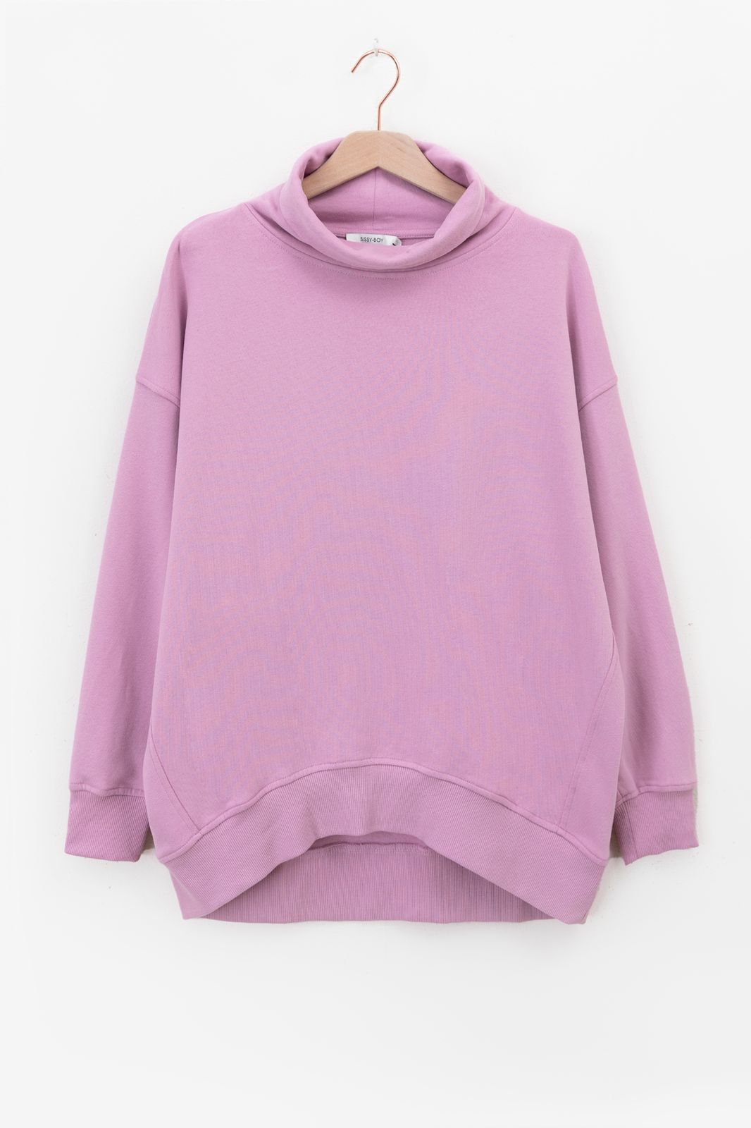 Oversize-Sweater mit Rollkragen - rosa