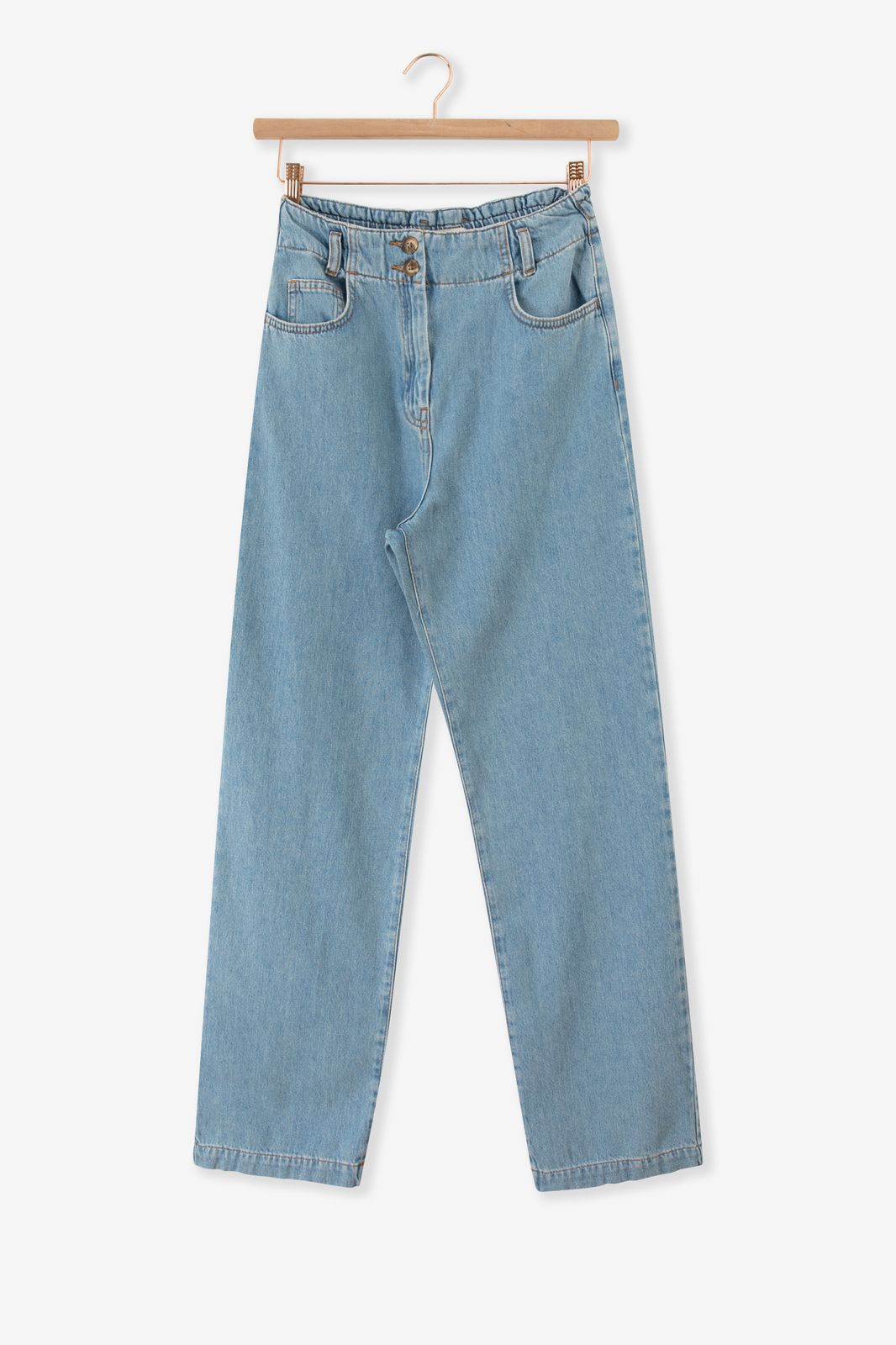 High Waist Jeans mit elastischem Bund - hellblau