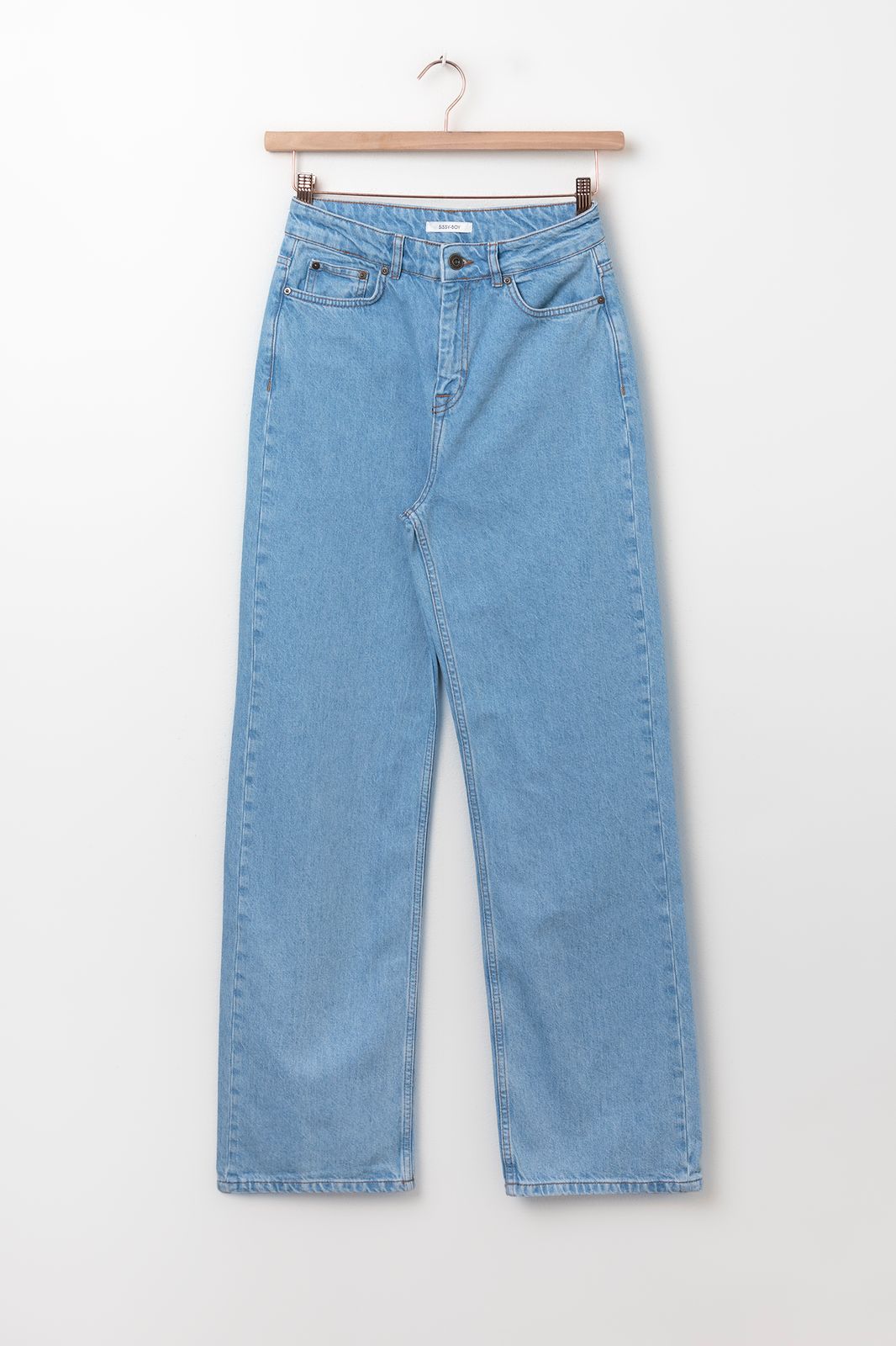 High Waist-Jeans mit weitem Bein Belize - blau