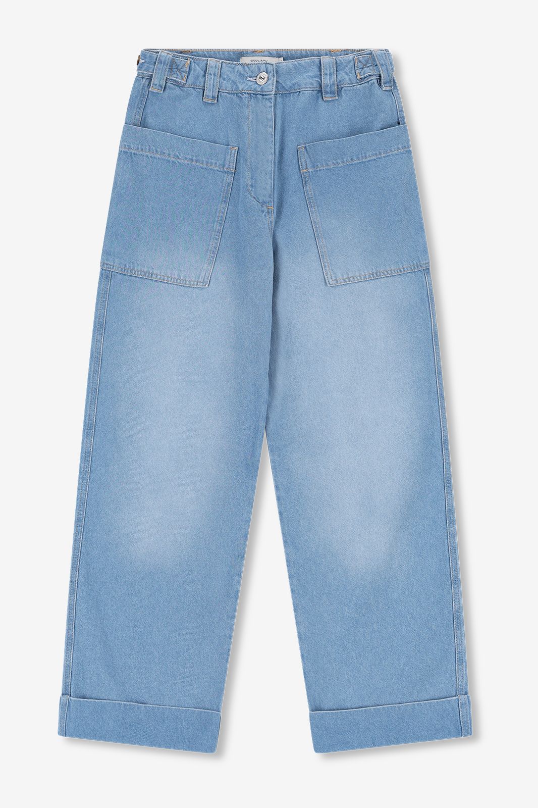 Mid Waist Workwear-Jeans - hellblau