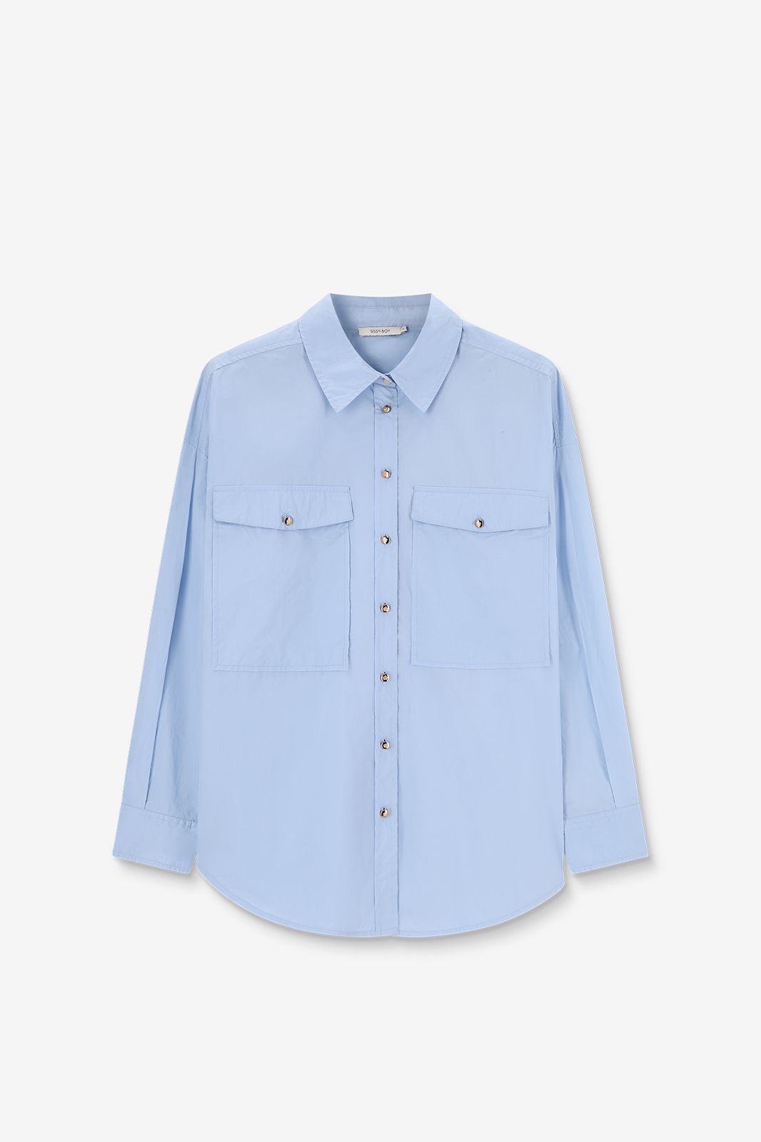 Popeline-Bluse - hellblau