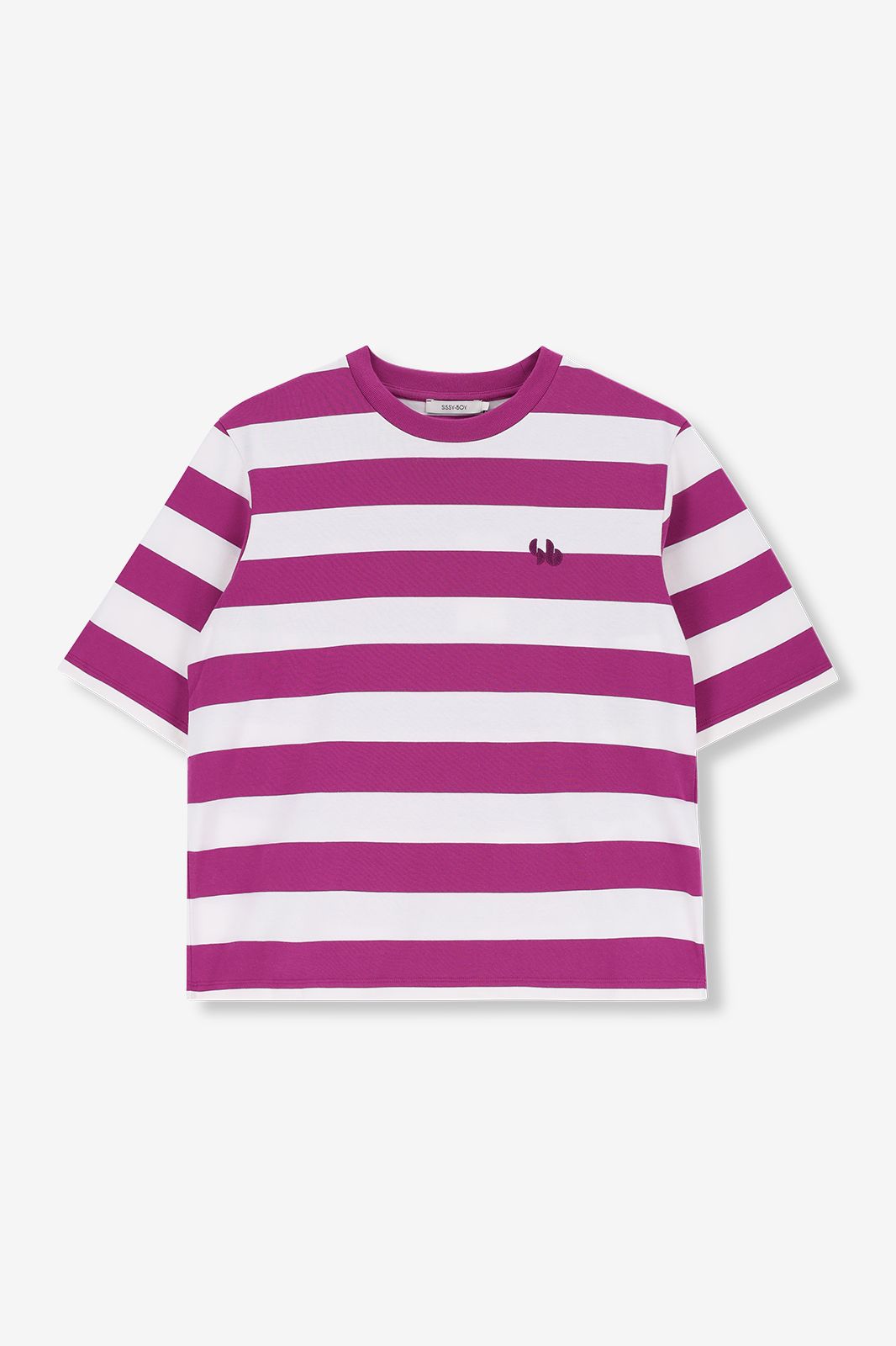 Lila gestreiftes T-Shirt - weiß