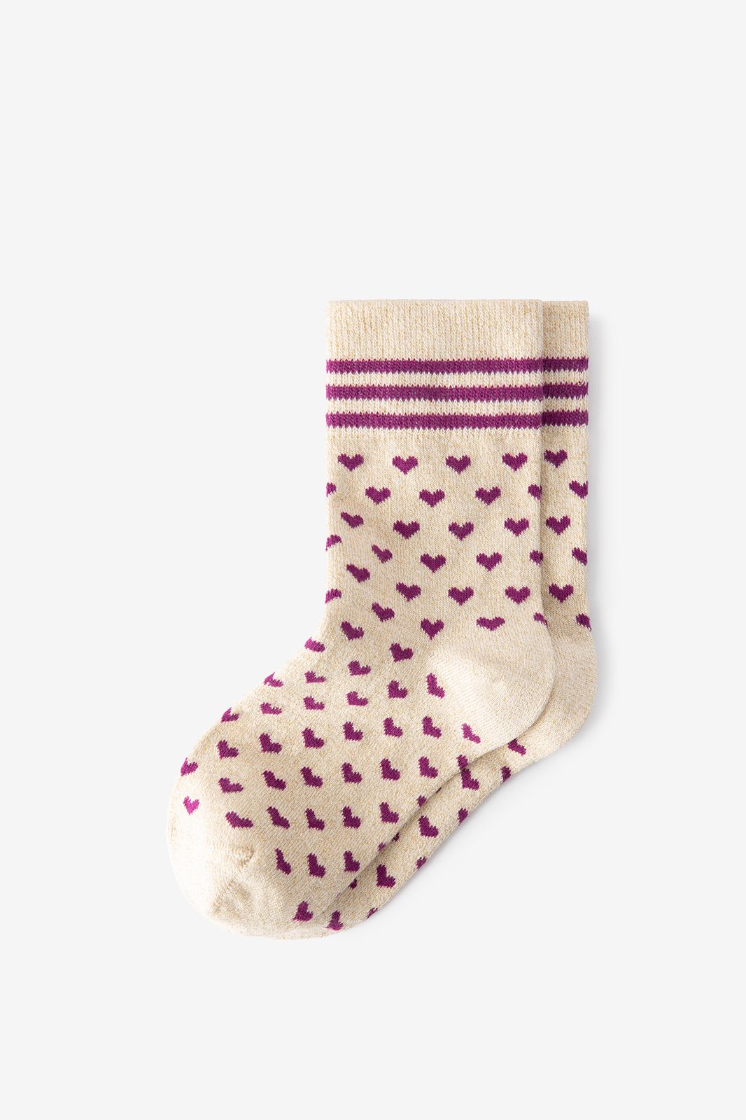 Socken mit Herzmuster - beige