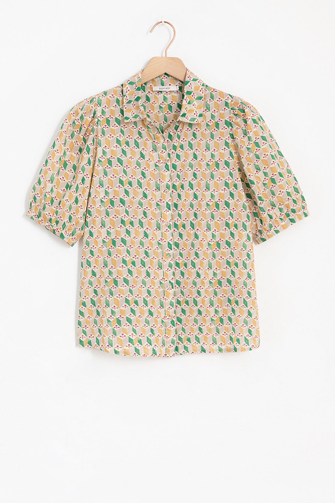 Bluse mit Vintage-Print - mehrfarbig