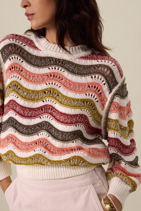 Strickpullover mit Wellenmuster mehrfarbig