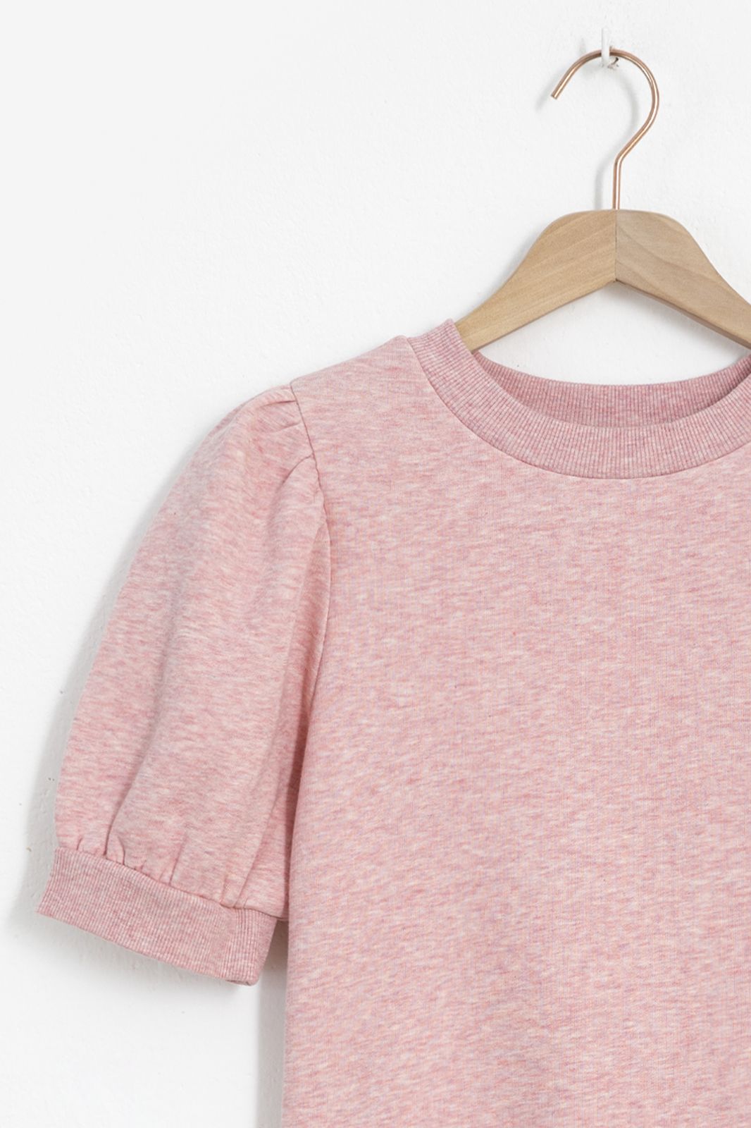 Kurzarm-Sweater mit Puffärmeln - rosa