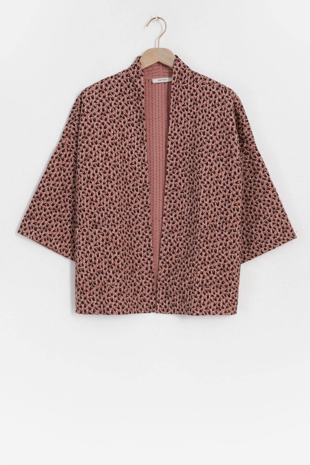 Kimonojacke mit Blumenmuster - rosa