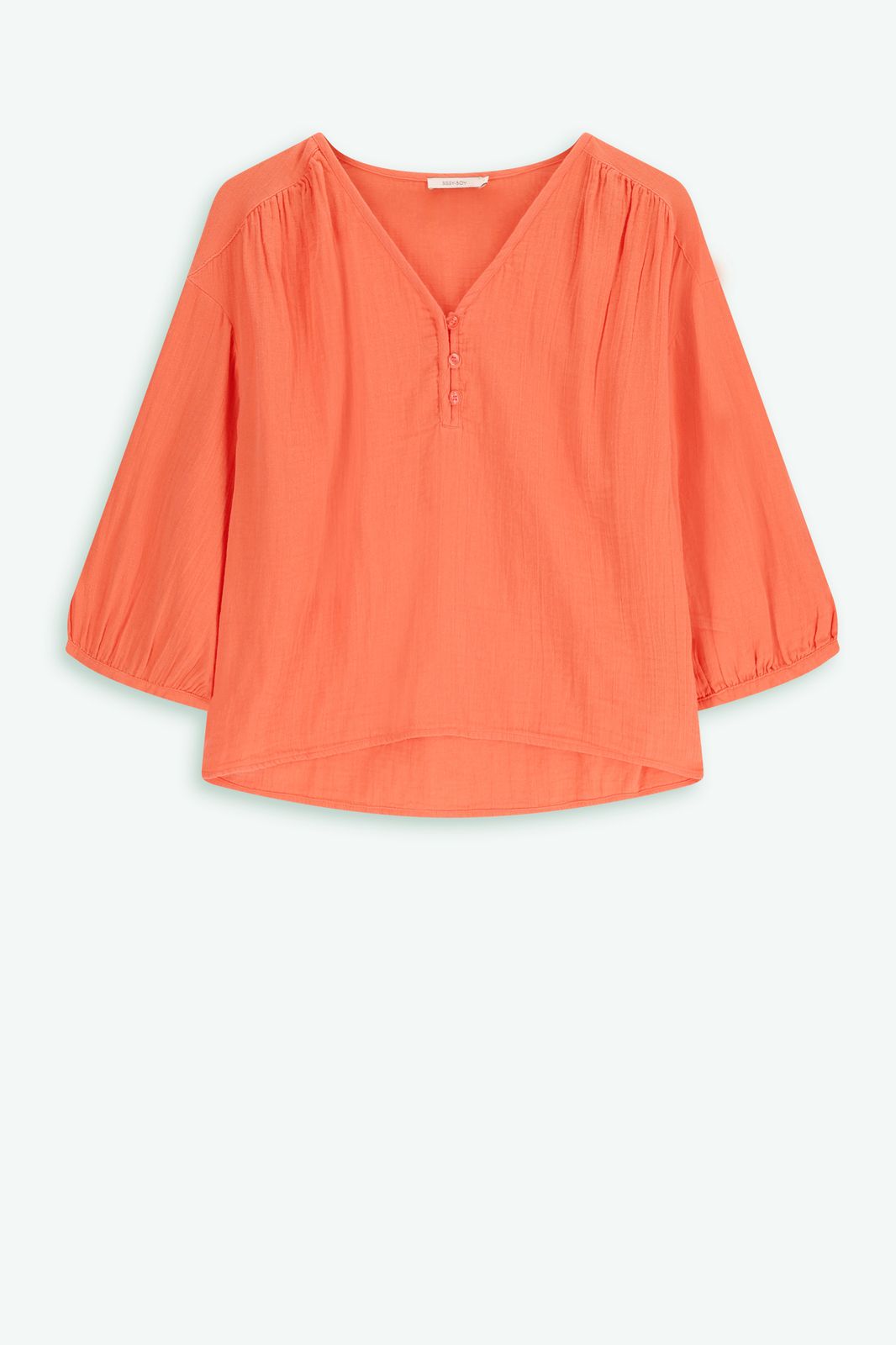 Musselinbluse mit V-Ausschnitt - rosa