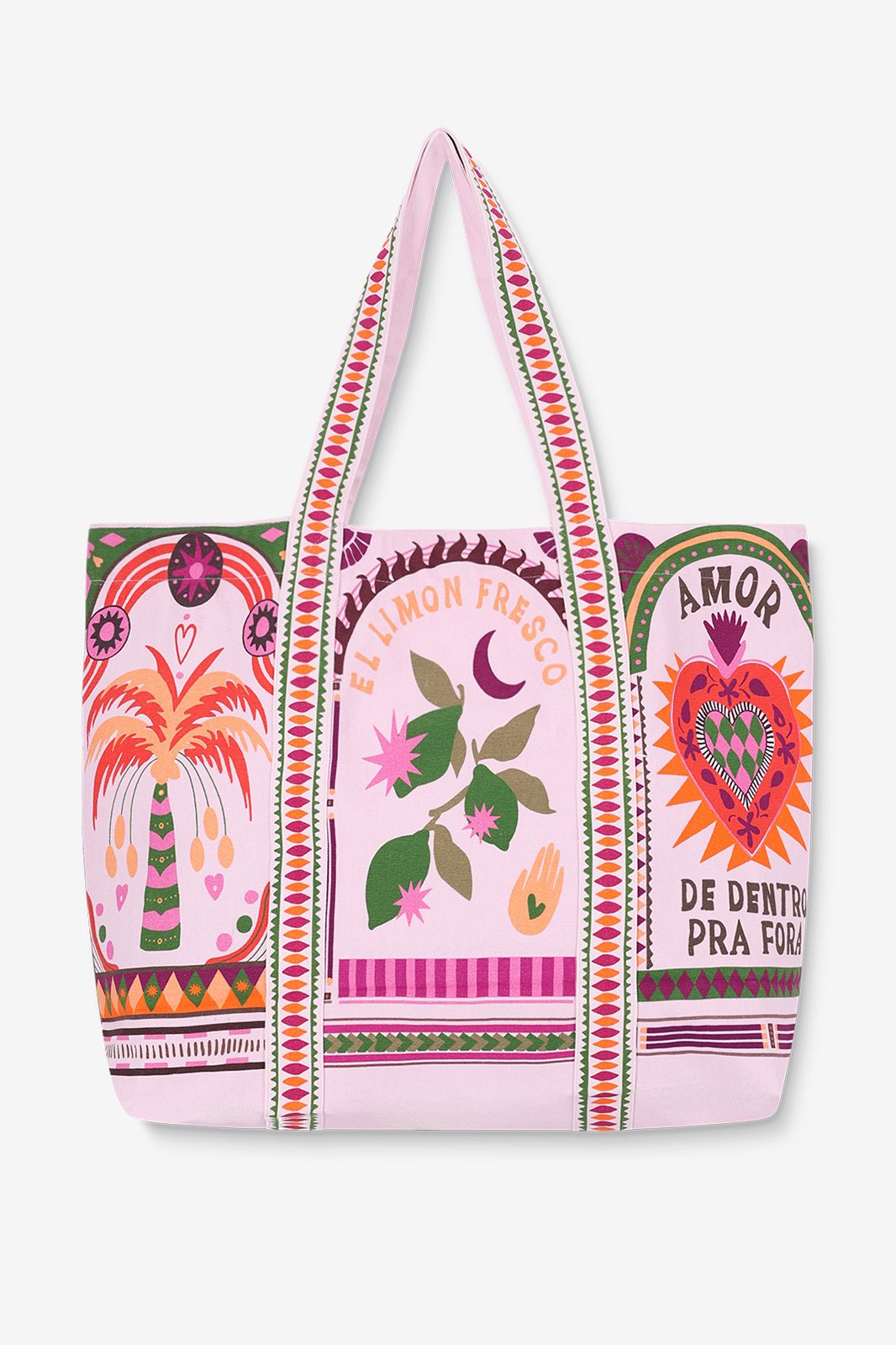 Shopper mit Print - rosa