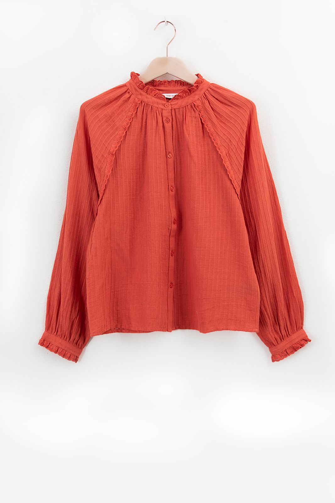 Bluse mit Spitzen-Details - rot