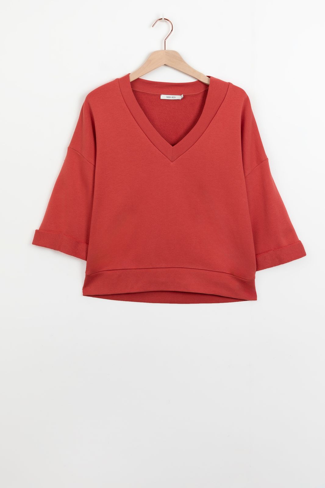 Kurzarm-Sweater - rot