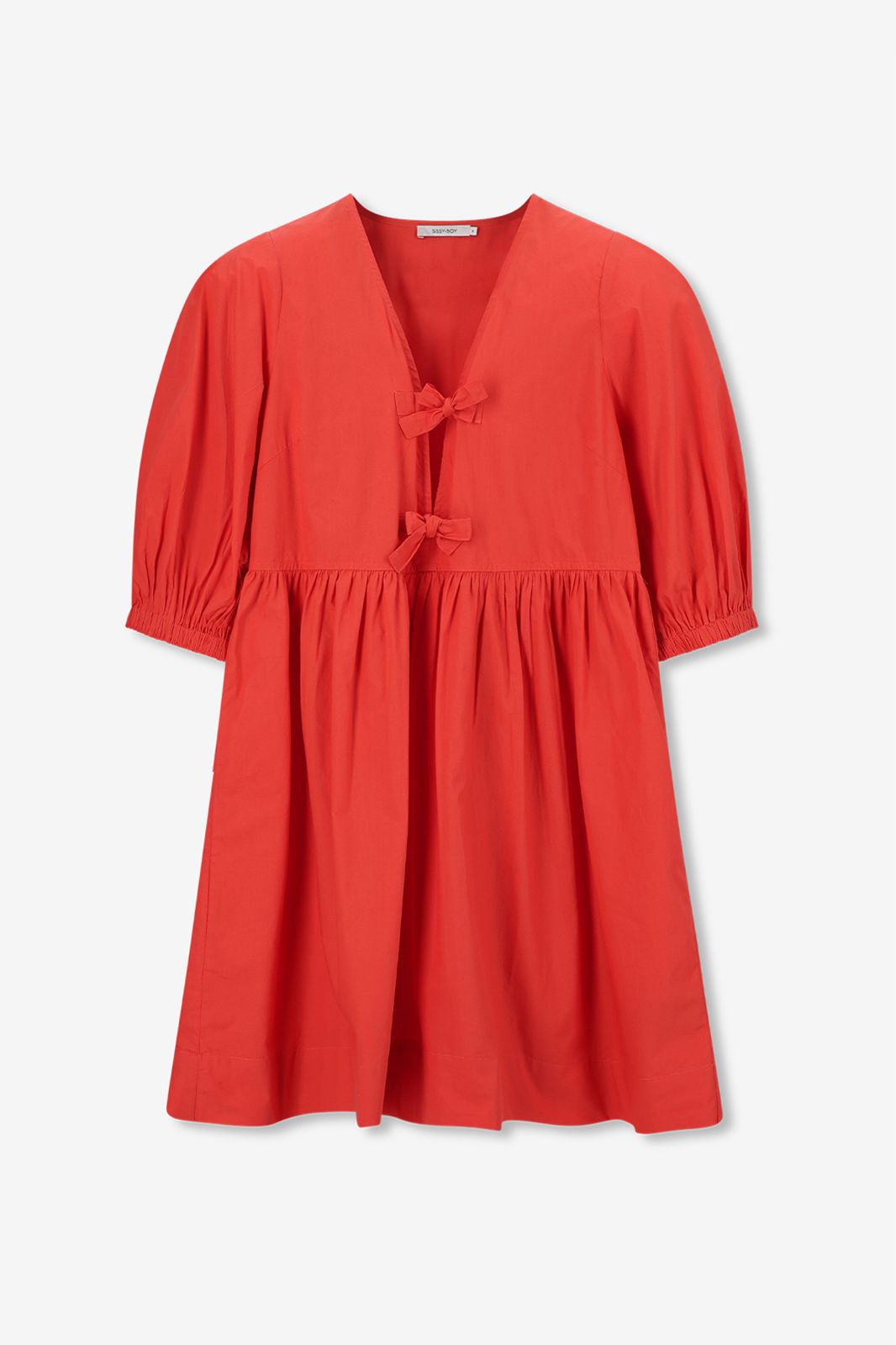 Kleid mit Puffärmeln - rot