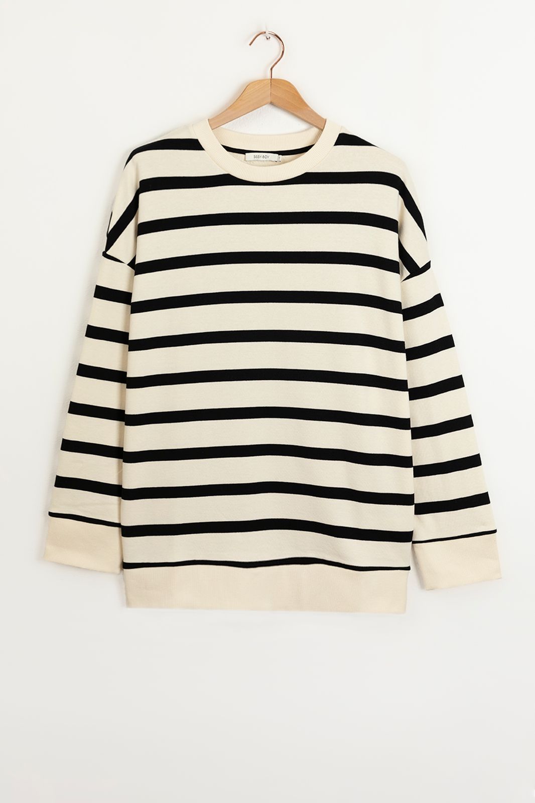 Oversize-Sweater mit Streifen - offwhite