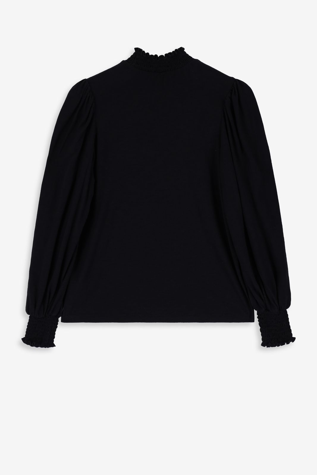 Langarmshirt mit hohem Kragen - schwarz