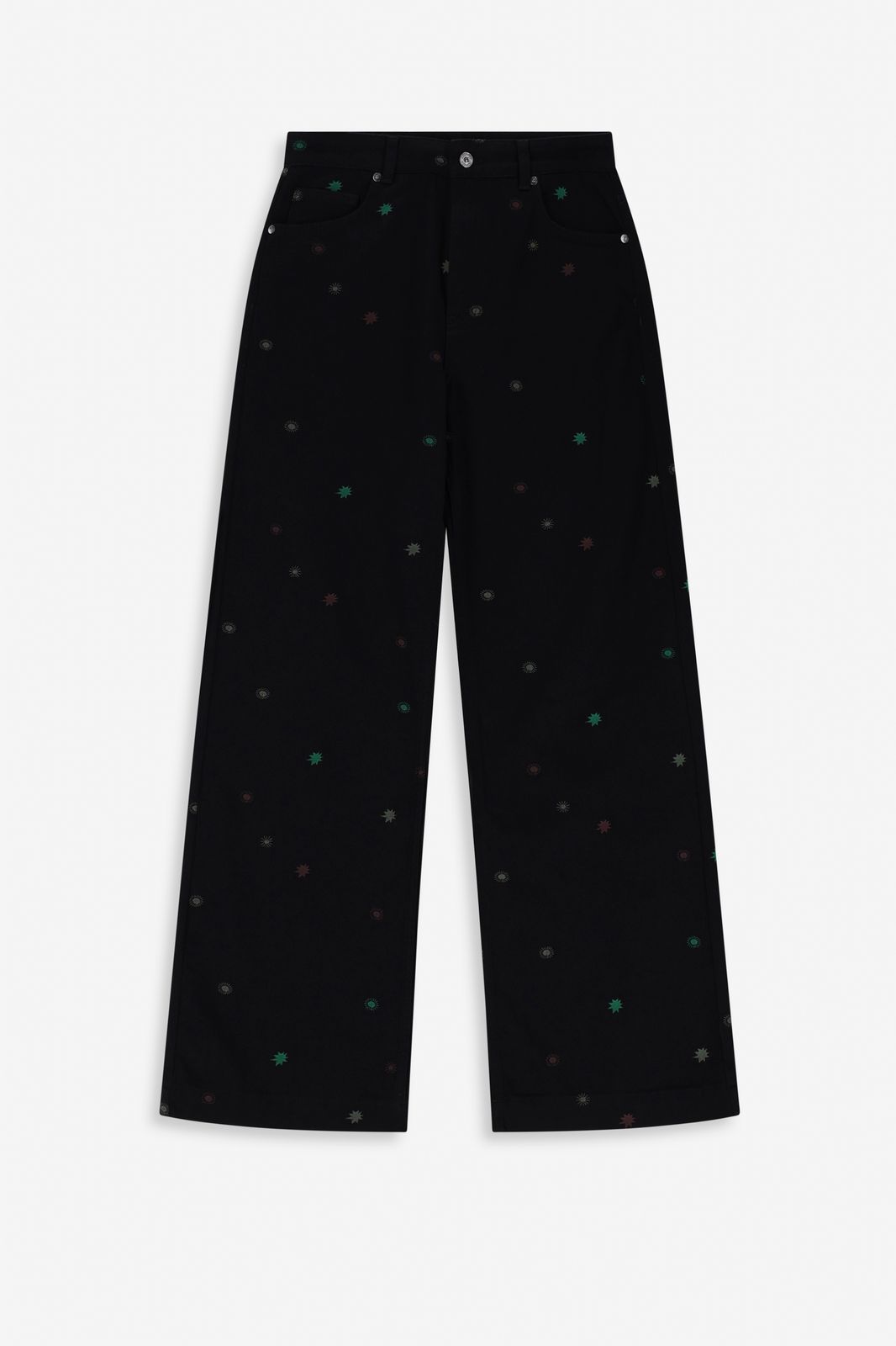 Straight Leg-Jeans mit Stickerei - schwarz