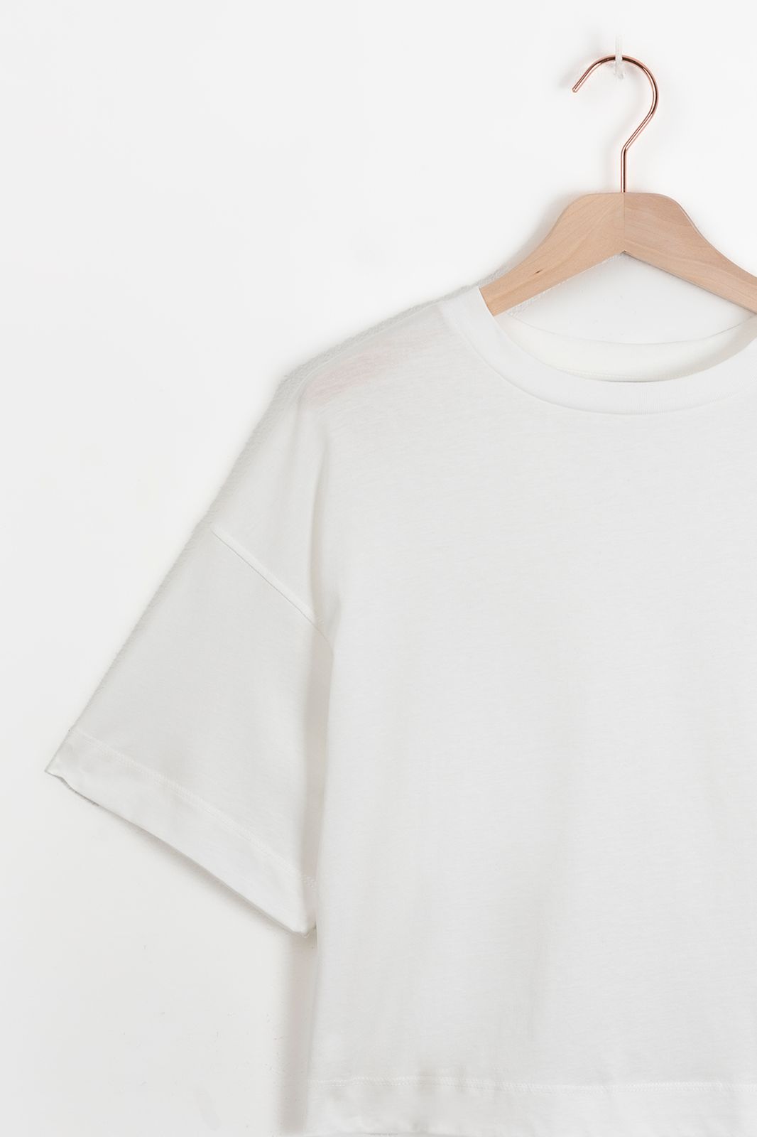 Cropped Jersey-Shirt - weiß