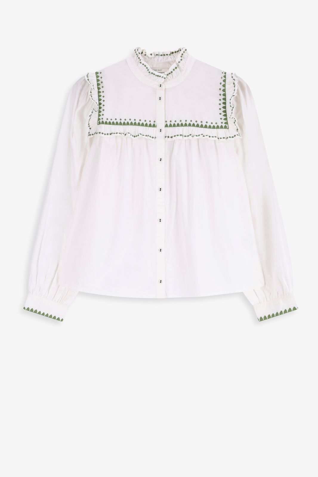 Popeline-Bluse mit Stickerei - weiß