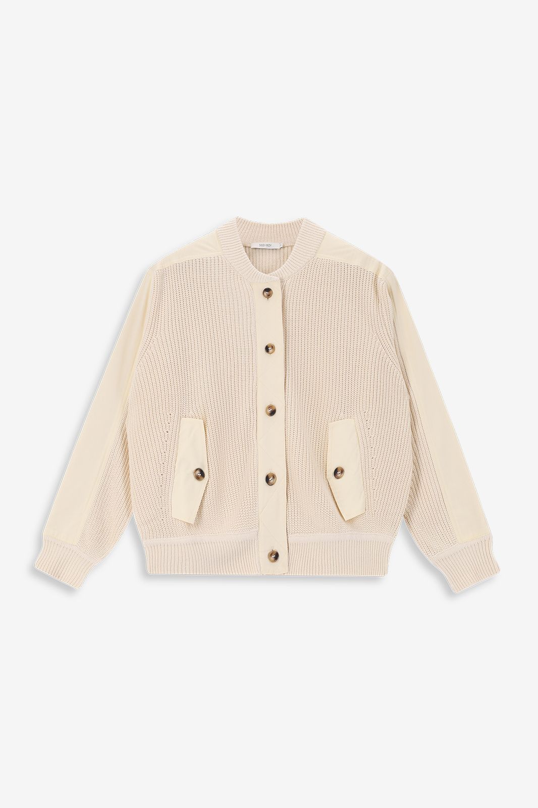 Gestrickte Bomberjacke - beige