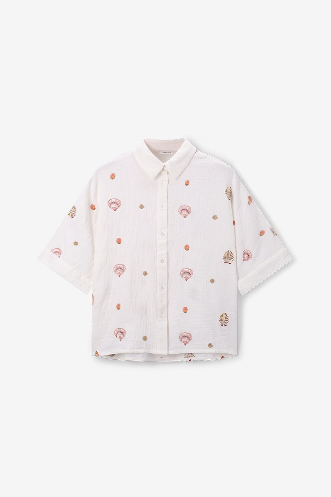 Musselin-Bluse mit Stickerei - weiß