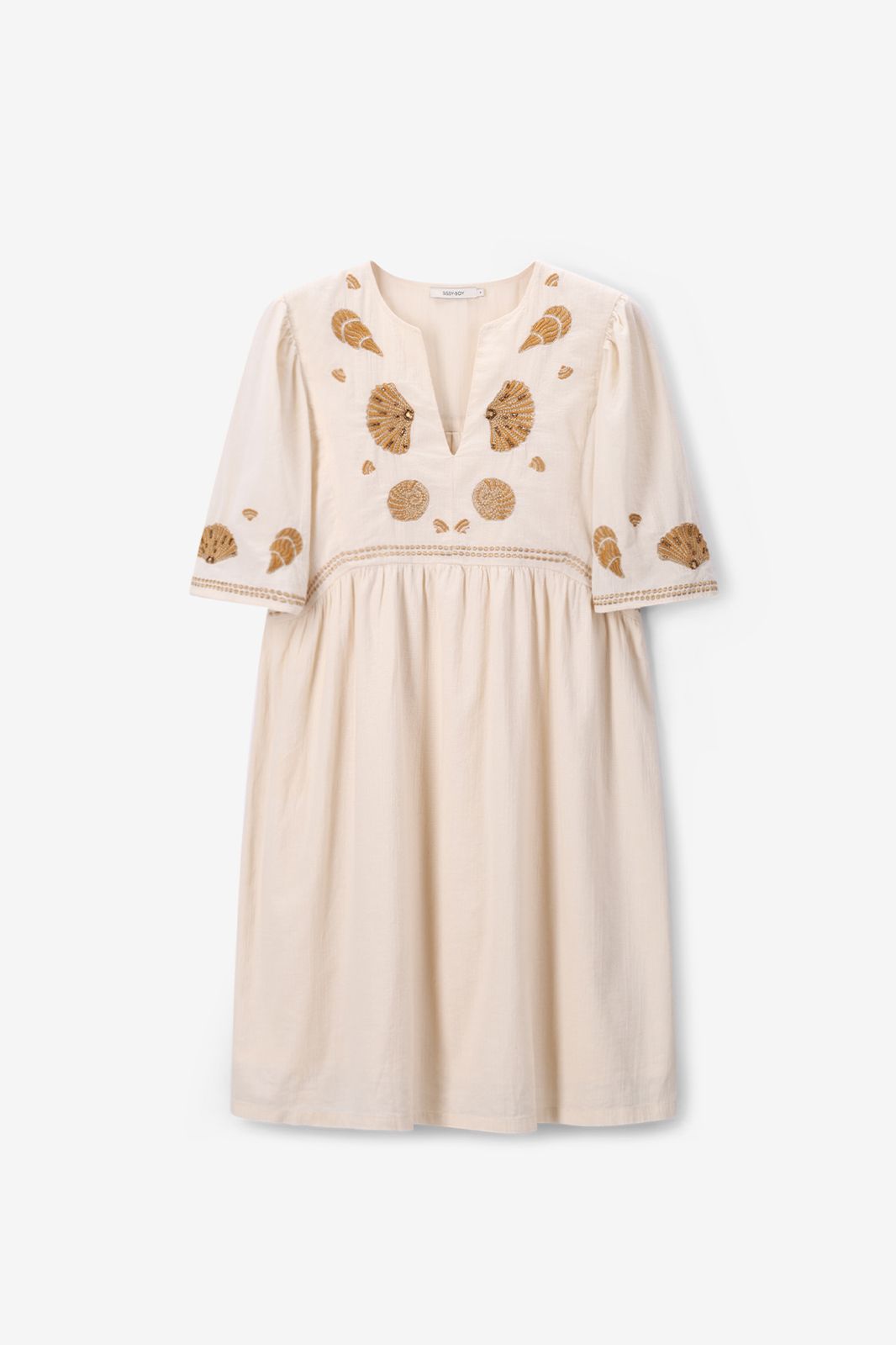 Midi-Kleid mit Stickerei - weiß