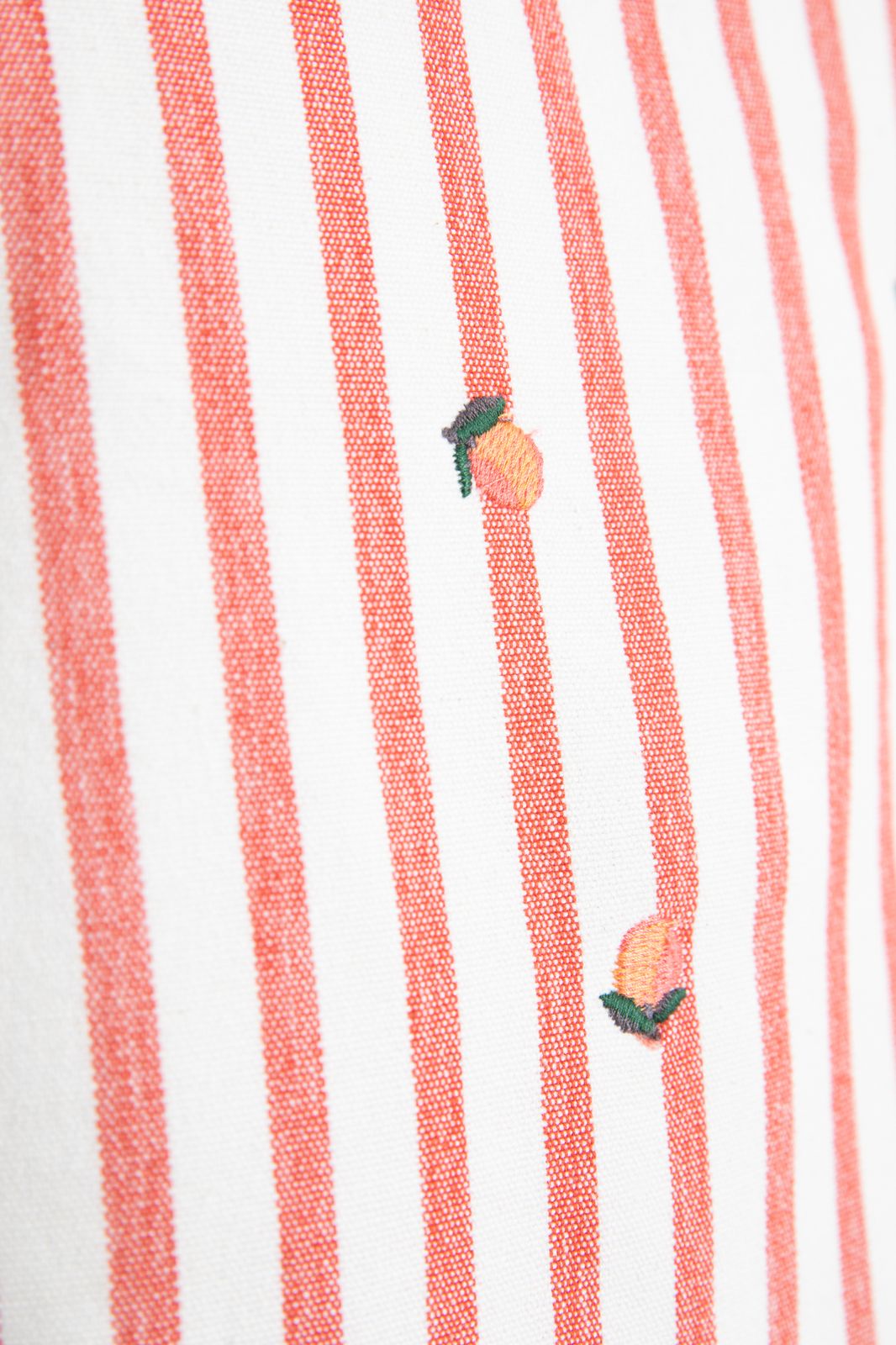 Gestreifter Shopper mit Orangen-Stickerei - weiß/rot