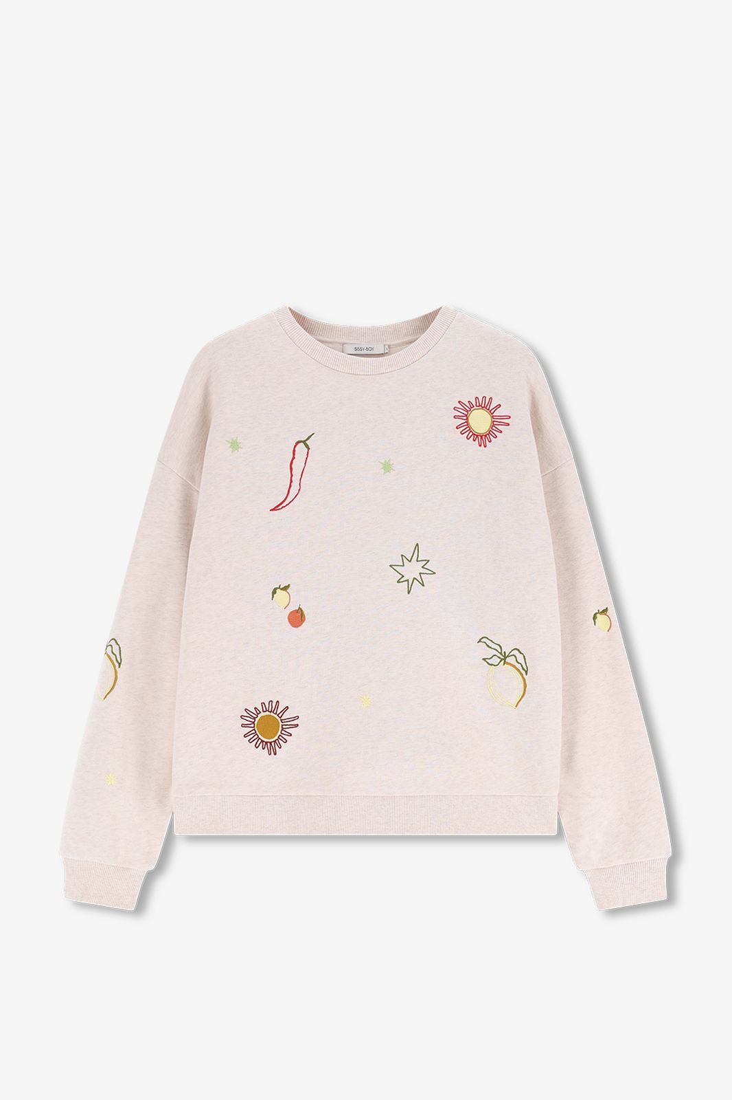 Sweat avec broderies - beige