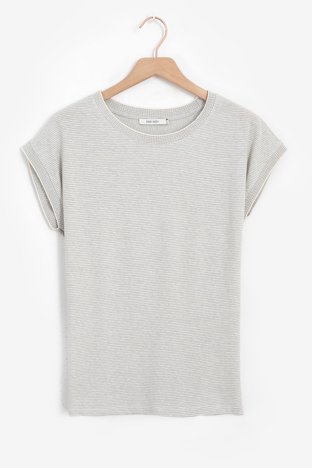 T-shirt rayé - gris/blanc