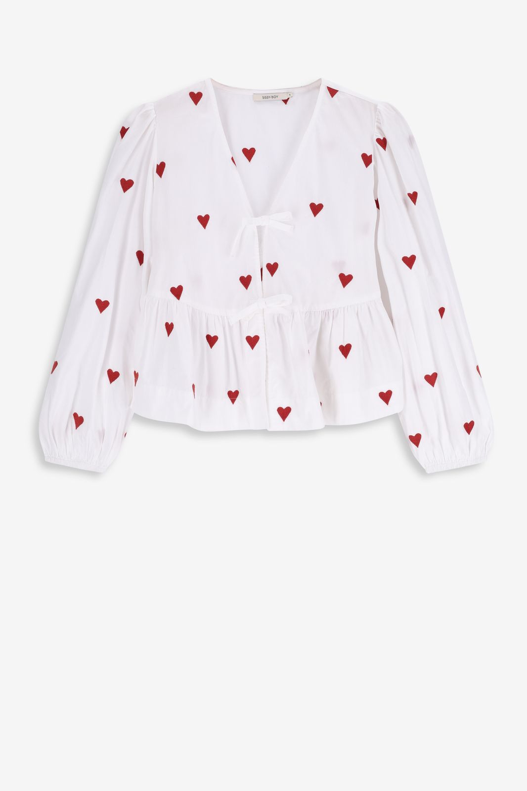 Blouse avec broderie en forme de cœur - blanc