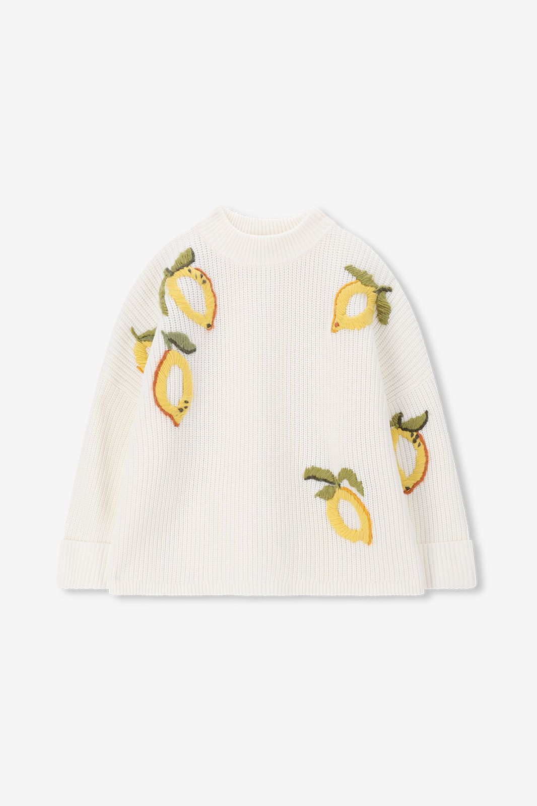 Pull tricoté avec broderies - blanc
