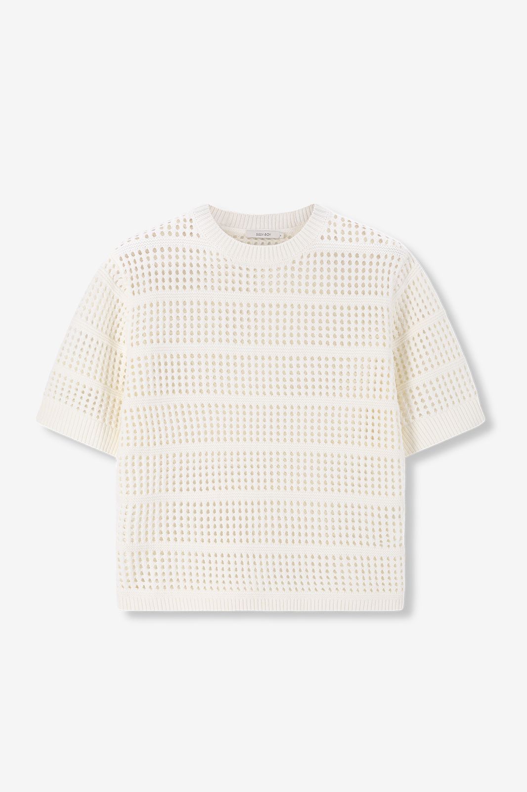 Pull tricoté à manches courtes - blanc