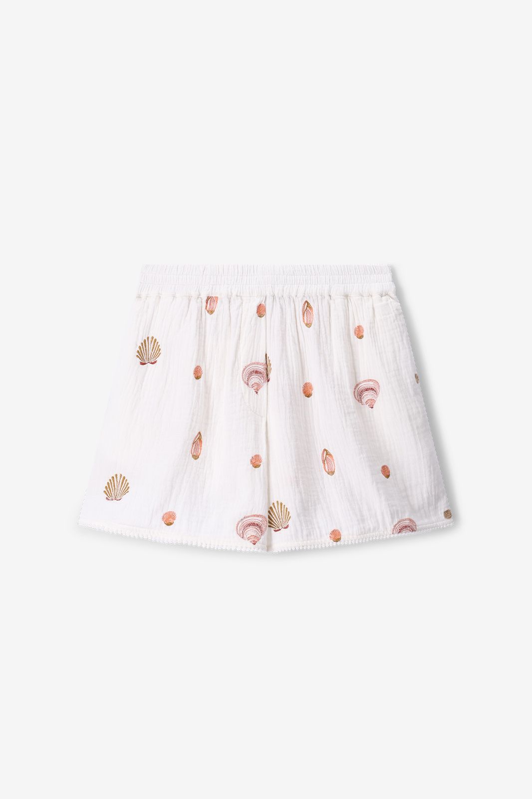 Short en mousseline avec broderies - blanc
