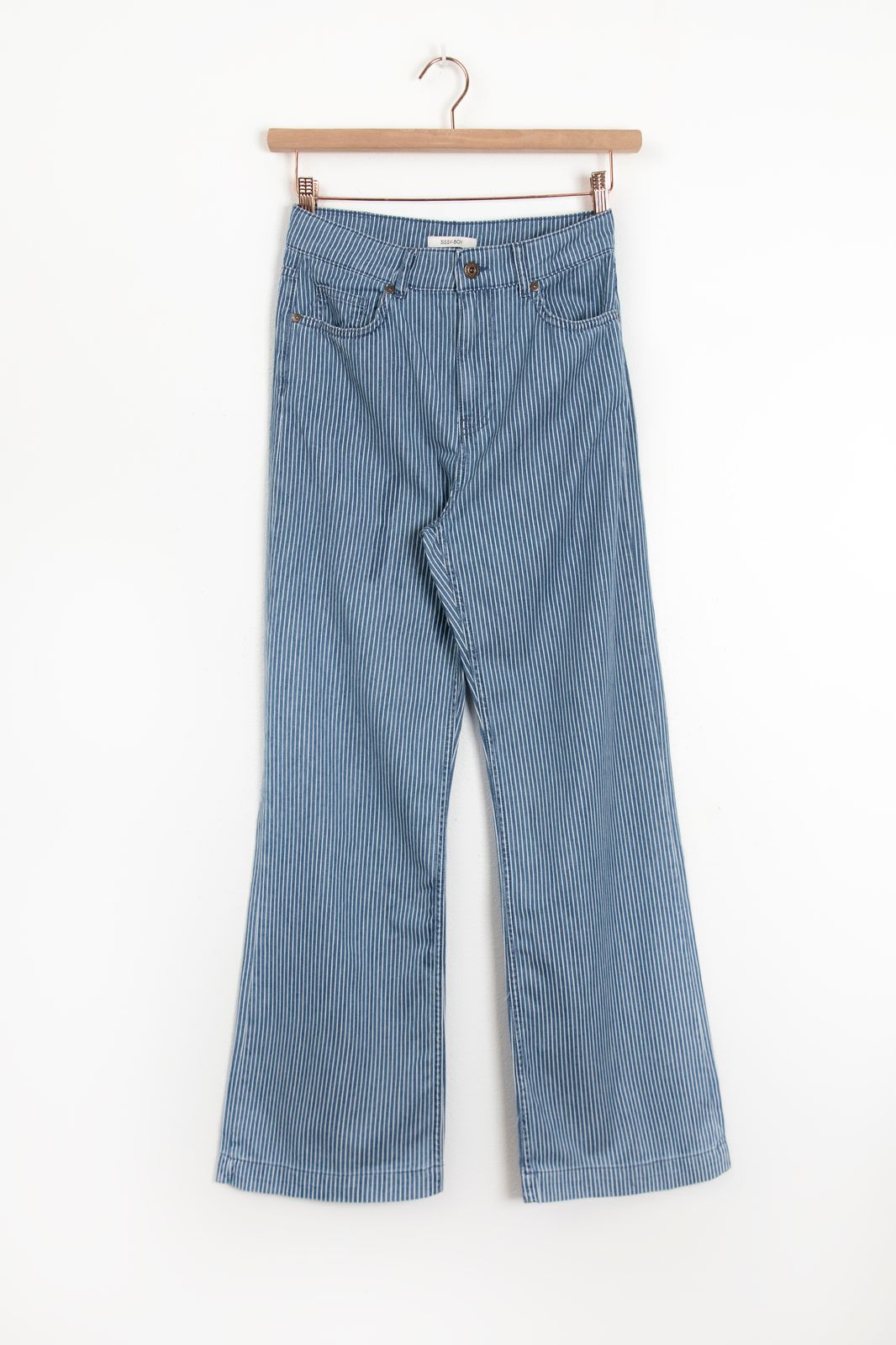 Betim Jean rayé jambes larges et taille haute