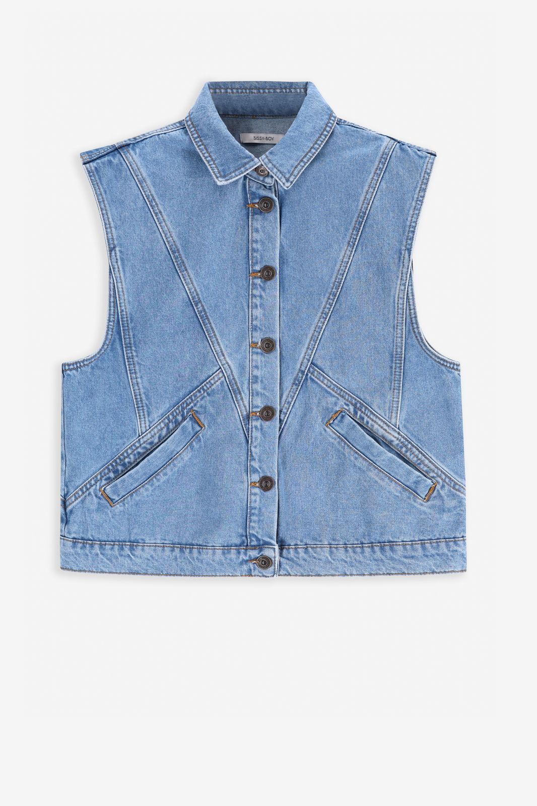 Gilet sans manches denim avec poches - bleu