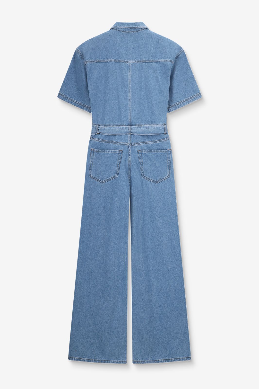 Combinaison en jean avec ceinture - bleu