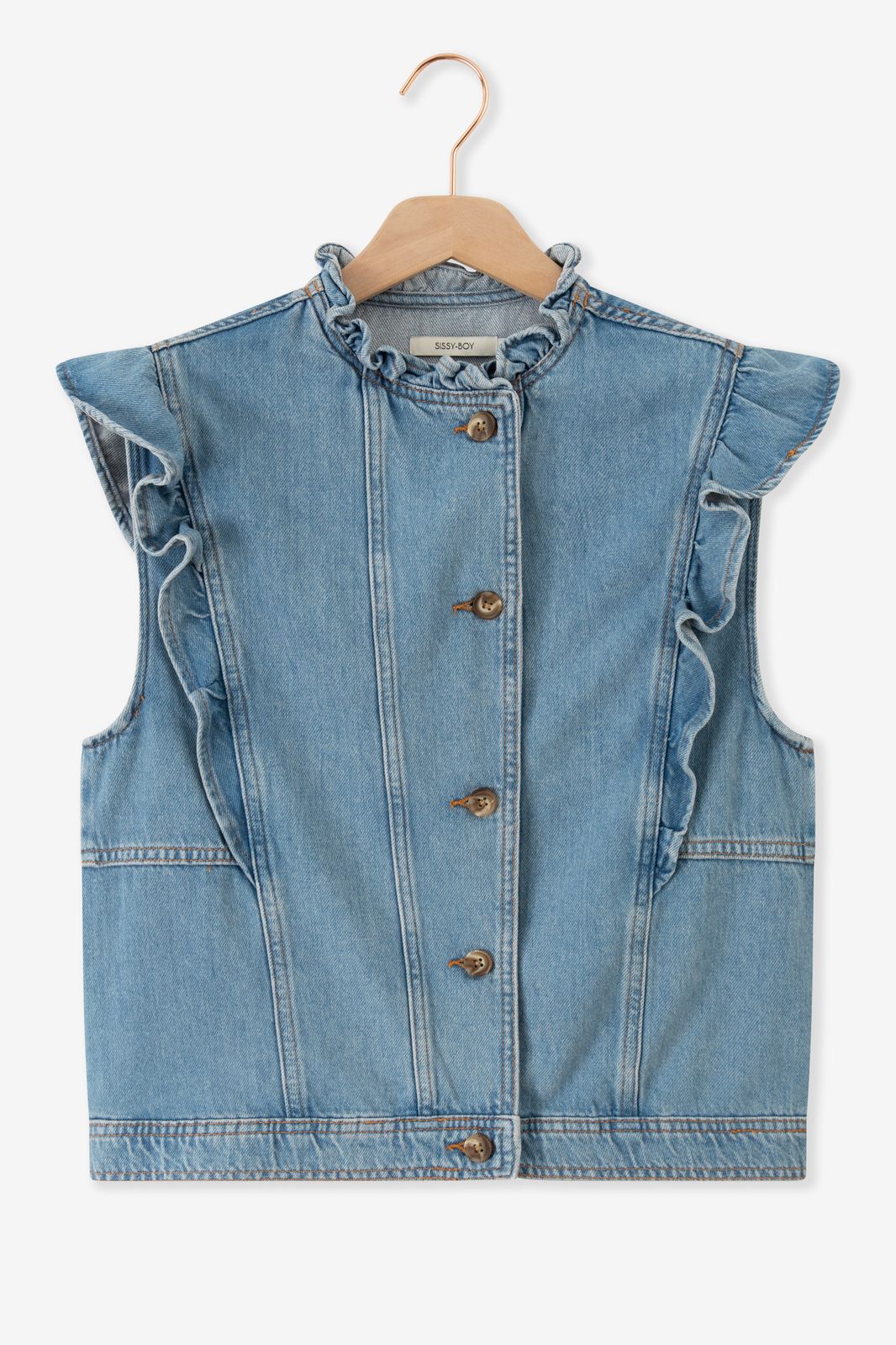 Gilet en jean avec volants
