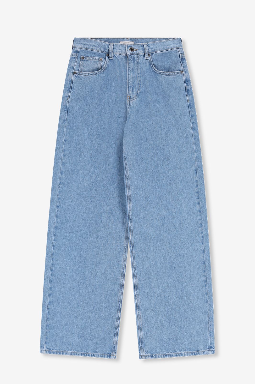 Jean jambes arquées taille haute - bleu