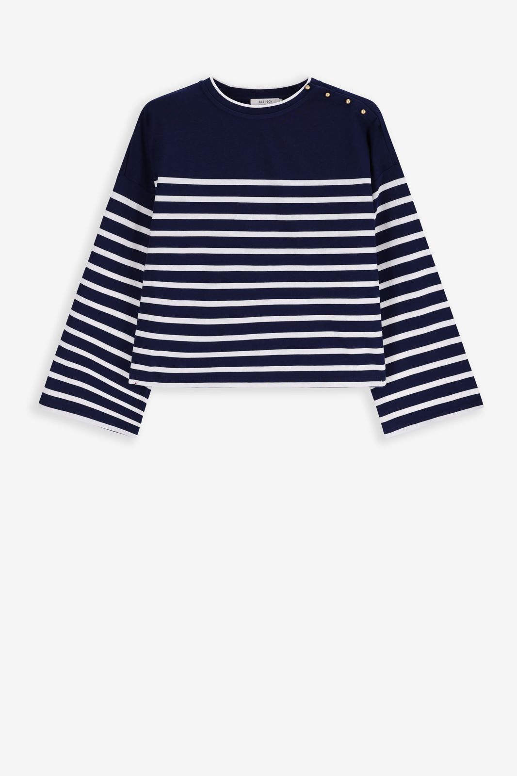Top rayé avec boutons - bleu foncé