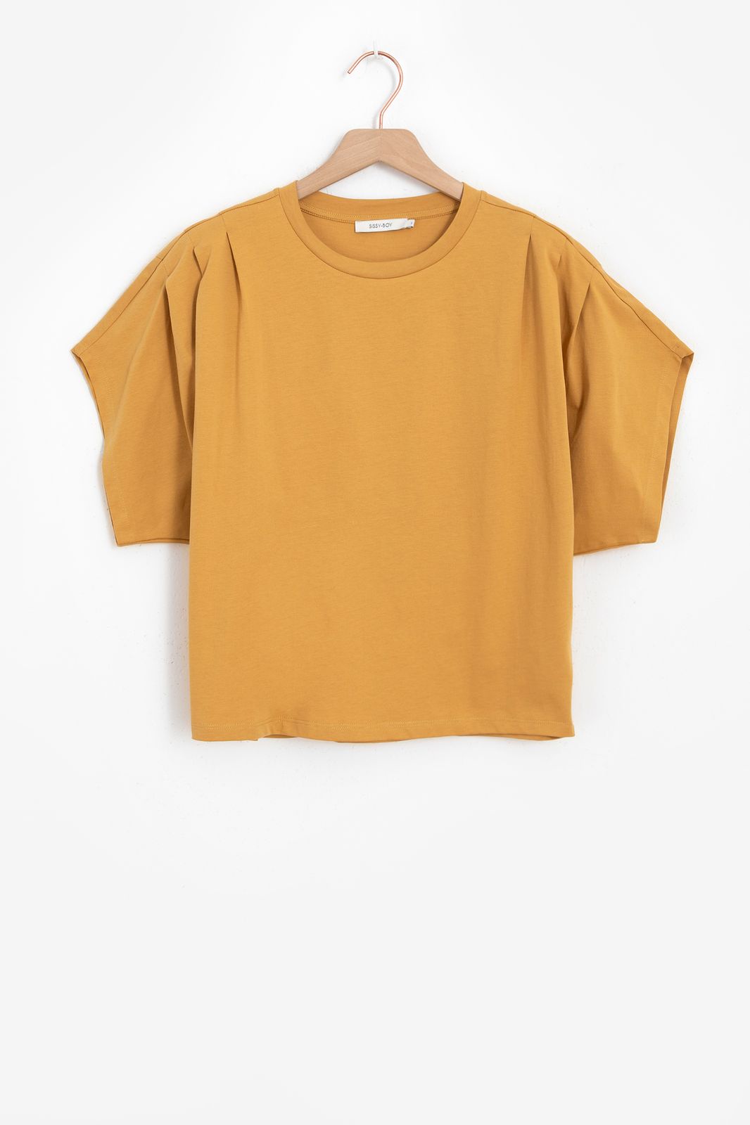 T-shirt avec plis - jaune foncé